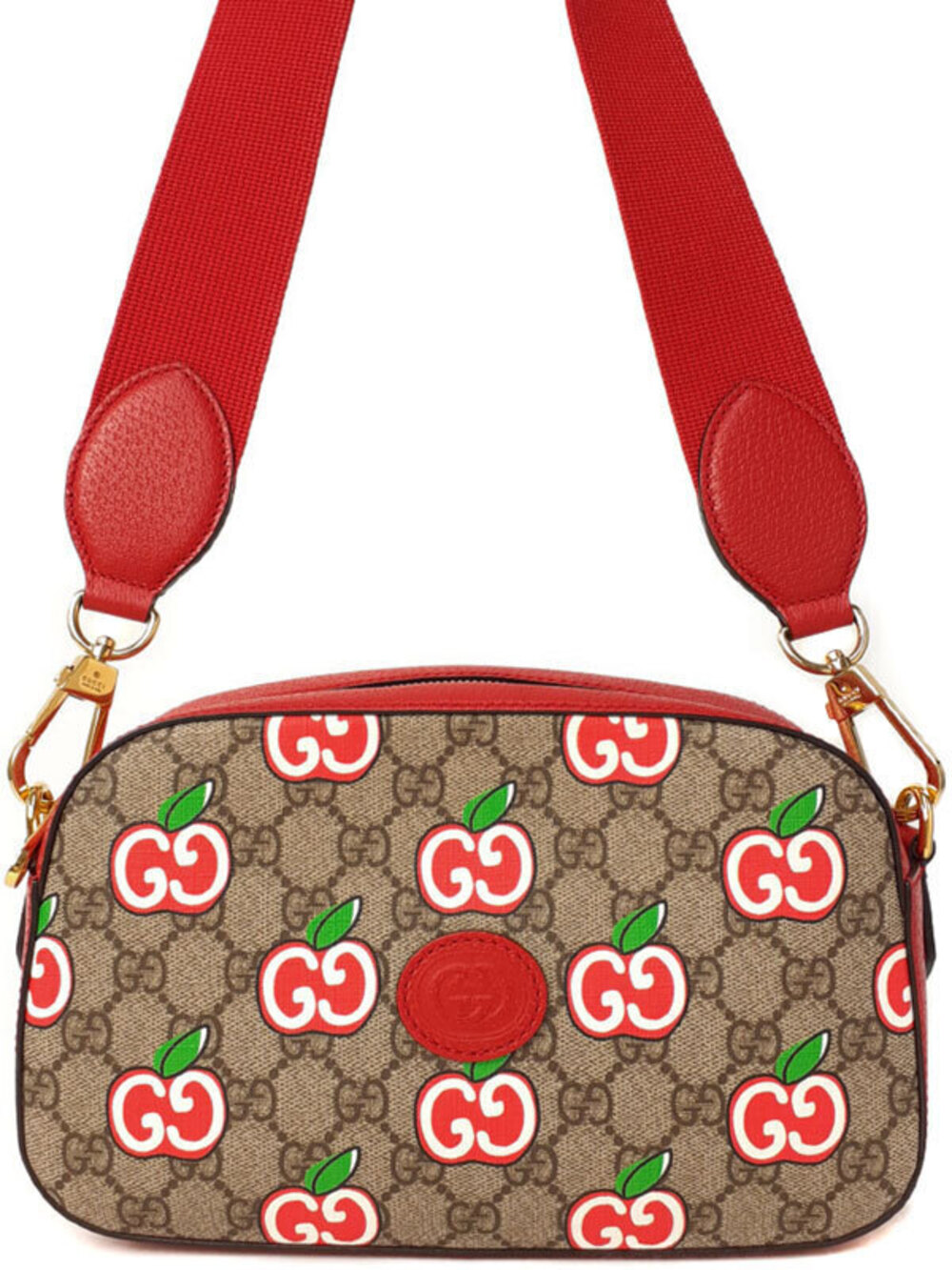 Gucci GG Supreme Apple Camera Bag monogram canvas red white apple motif